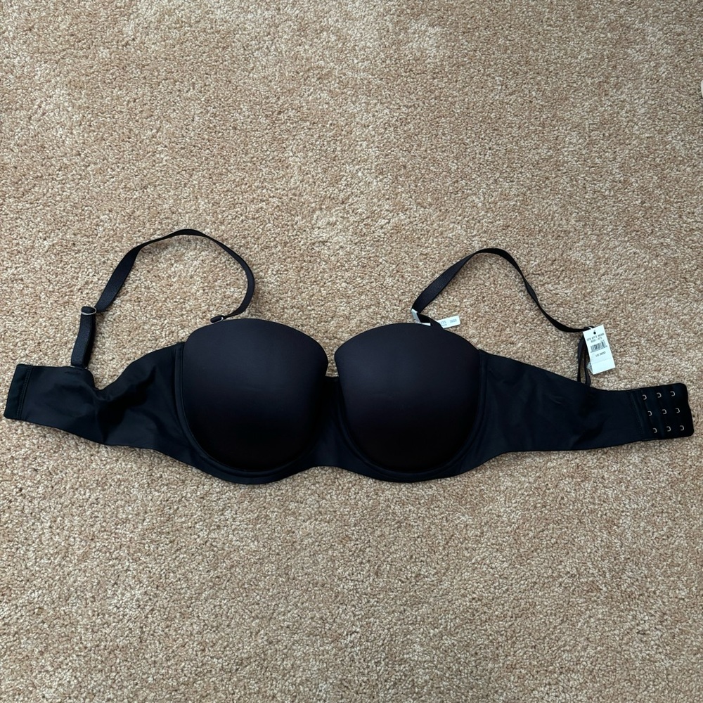 NWT Aerie Real Sunnie Black Strapless Bra Removable Straps Size 36DD